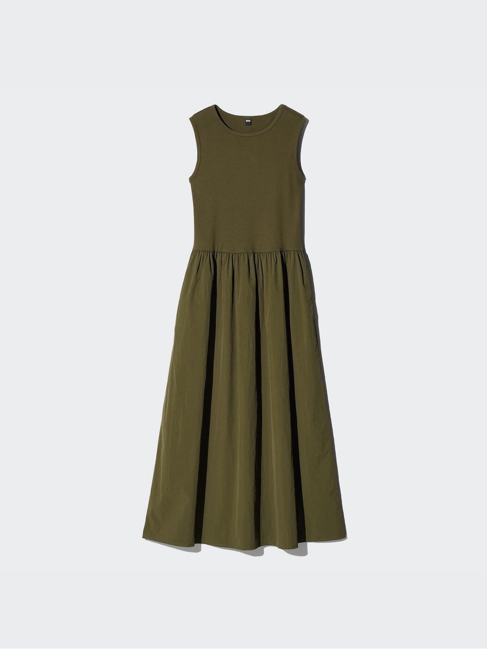 Sleeveless Midi/Maxi Dress - Olive Green